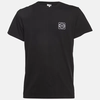 Pre-owned Loewe Black Anagram Cotton Crew Neck T-shirt L