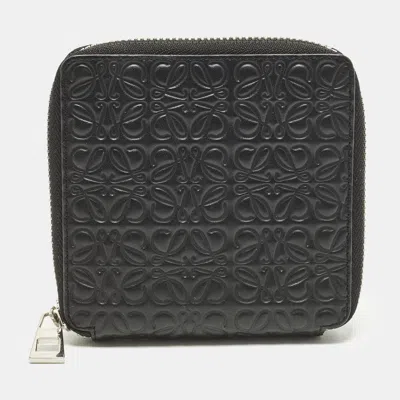 Pre-owned Loewe Black Anagram Embossed Leather Compact Wallet