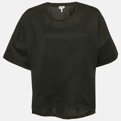 Pre-owned Loewe Black Anagram Embroidered Cotton Crew Neck T-shirt S