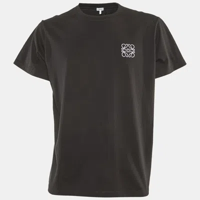 Pre-owned Loewe Black Anagram Embroidered Cotton Crew Neck T-shirt Xl