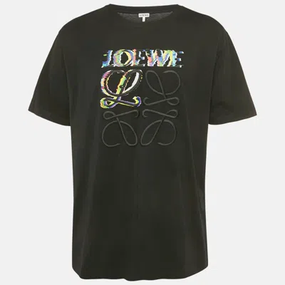 Pre-owned Loewe Black Anagram Embroidered Jersey T-shirt Xl