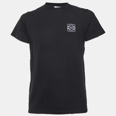 Pre-owned Loewe Black Anagram Embroidery Cotton Crew Neck T-shirt S