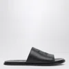 Loewe Black Anagram Flex Slides In Leather In Black