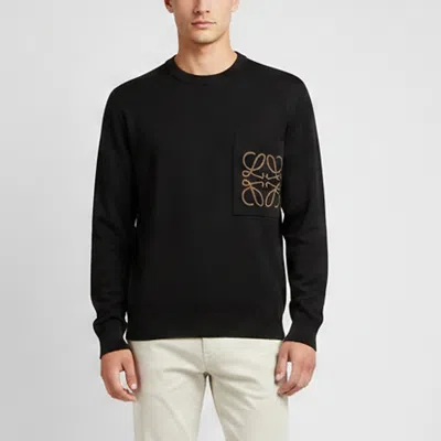 Pre-owned Loewe Black Anagram Intarsia Knit Pocket Sweater S