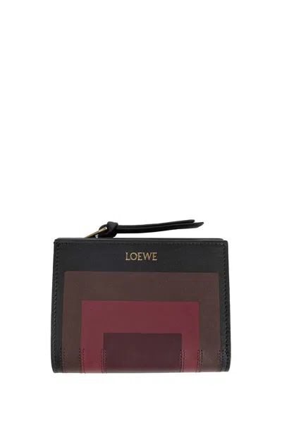 Loewe Black And Burgundy Compact Albers Calfskin Wallet