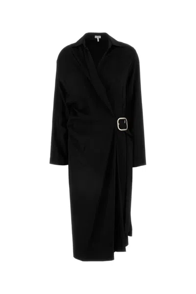 LOEWE BLACK BELTED MIDI DRESS