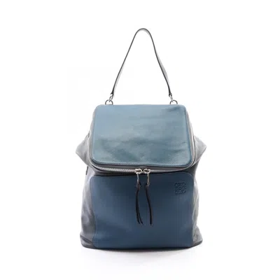Pre-owned Loewe Black Blue Gray Leather Backpack Handbag () In Black, Blue, Gray