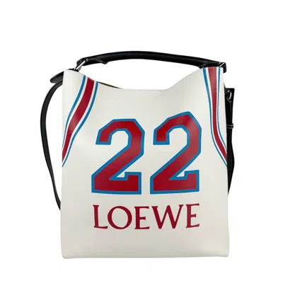Pre-owned Loewe Black Blue Off-white Red Color Leather Handbag Shoulder Bag ()