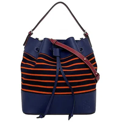 Pre-owned Loewe Black Bordeaux Navy Orange Canvas Leather Shoulder Bag () In Black, Bordeaux, Navy, Orange