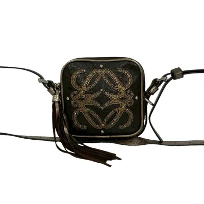 Pre-owned Loewe Black Brown Gold Leather Pochette Shoulder Bag ()