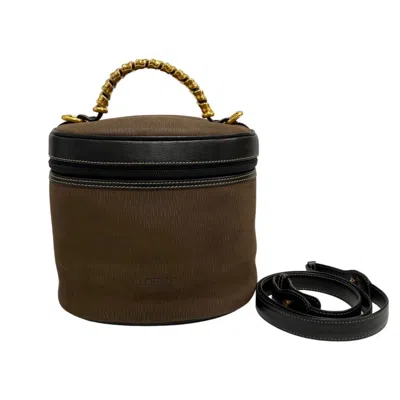 Pre-owned Loewe Black Brown Gold Suede Leather Handbag Shoulder Bag () In Black, Brown, Gold