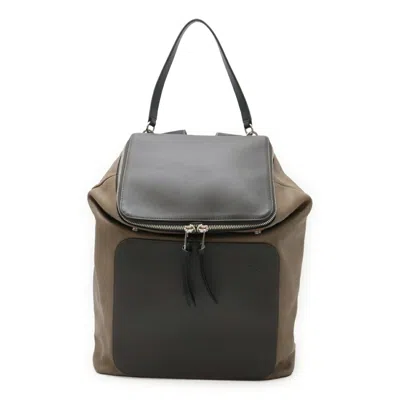 Pre-owned Loewe Black Brown Gray Leather Backpack ()