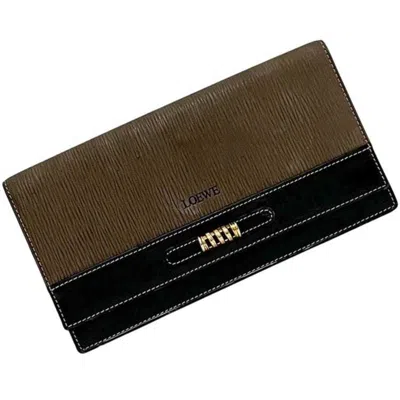 Pre-owned Loewe Black Brown Leather Long Wallet (bi-fold) () In Multi