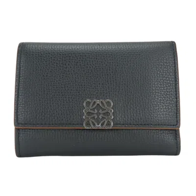 Pre-owned Loewe Black Brown Leather Wallet (tri-fold) () In Multi