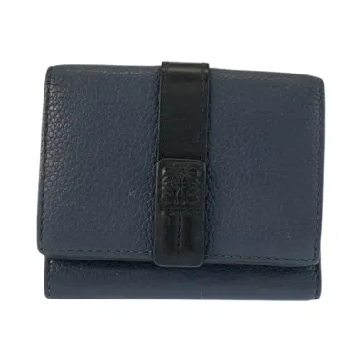 Pre-owned Loewe Black Brown Navy Leather Wallet (tri-fold) ()