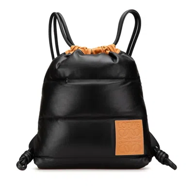 Pre-owned Loewe Black Brown Nylon Leather Backpack () In Multi