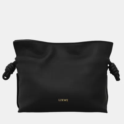 Pre-owned Loewe Black Calf Leather Suede Mini Flamenco Knot Clutch
