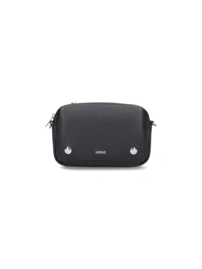 Loewe Black Calf Skin Pebble Messenger Small Bag