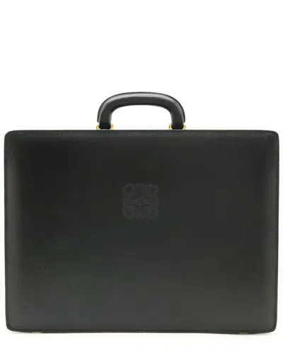 Loewe Black Calfskin Anagram Attache Case Briefcase (authentic Pre-loved)
