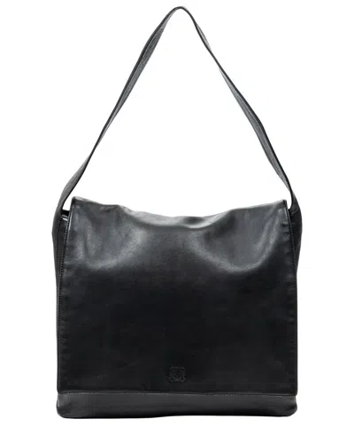 Loewe Black Calfskin Leather Vintage Flap Messenger (authentic Pre-loved)