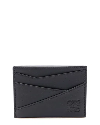 Pre-owned Loewe Black Calfskin Puzzle Card Case (authentic Pre-loved)