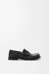 Loewe Penny Strap Round Toe Stitched Detailing Loafers In Black