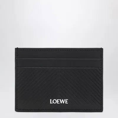 Loewe Black Cardholder With Textured Chevron Motif