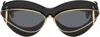 Loewe Double Frame Lw 40119i 01a Cat Eye Sunglasses In 01a Shiny Black