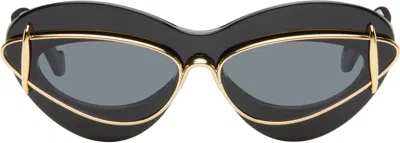Loewe Black Cateye Double Frame Sunglasses In Black/smoke