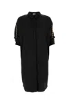 Loewe Abito Chemisier In Raso Nero  Donna In Black