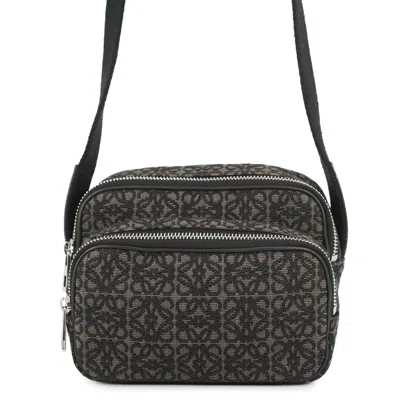 Pre-owned Loewe Black Charcoal Gray Canvas Pochette Shoulder Bag ()