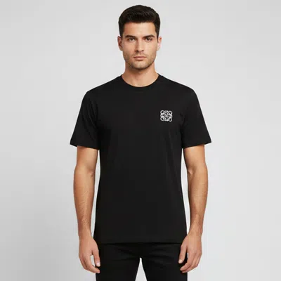 Pre-owned Loewe Black Cotton Anagram Embroidered Crew Neck T-shirt L