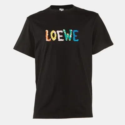 Pre-owned Loewe Black Cotton Anagram Embroidered Relaxed Fit T-shirt L
