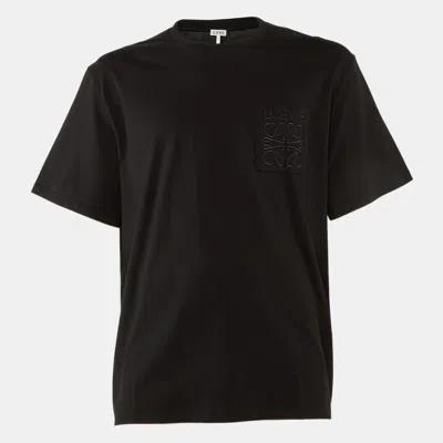 Pre-owned Loewe Black Cotton Anagram Embroidered Relaxed Fit T-shirt M