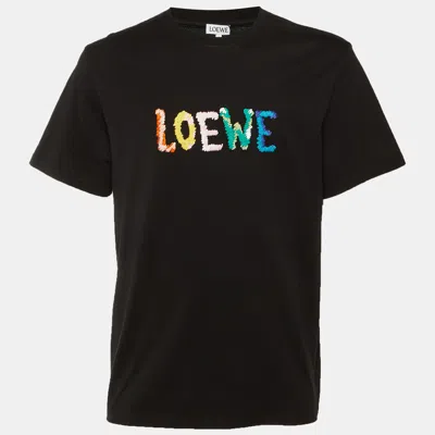 Pre-owned Loewe Black Cotton Anagram Embroidered Relaxed Fit T-shirt M
