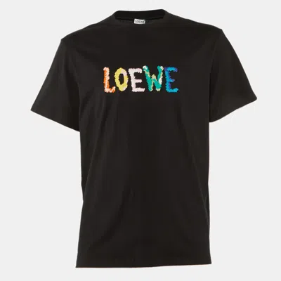 Pre-owned Loewe Black Cotton Anagram Embroidered Relaxed Fit T-shirt S