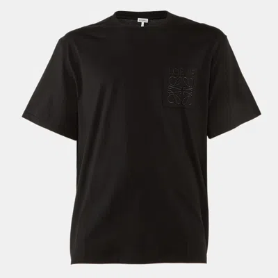 Pre-owned Loewe Black Cotton Anagram Embroidered Relaxed Fit T-shirt Xl