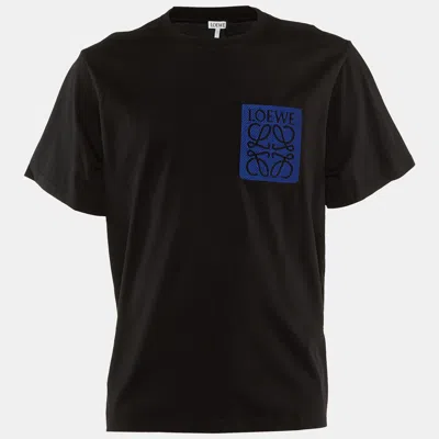 Pre-owned Loewe Black Cotton Anagram Fake Pocket Crew Neck T-shirt Xl
