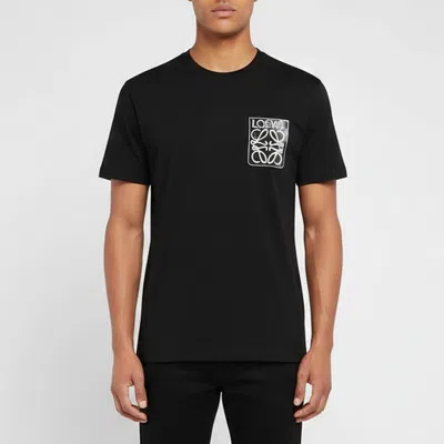 Pre-owned Loewe Black Cotton Anagram Fake Pocket Crew Neck T-shirt L