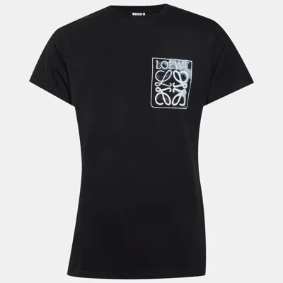 Pre-owned Loewe Black Cotton Anagram Fake Pocket Crew Neck T-shirt Xxs