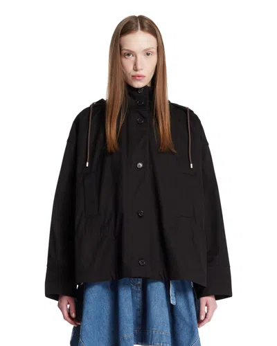 Loewe Hooded Cotton And Silk-blend Canvas Jacket In Black
