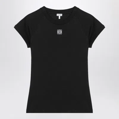 Loewe Black Cotton-blend T-shirt With Anagram Logo Women