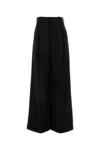 Loewe Black Cotton Blend Wide-leg Pant In Black