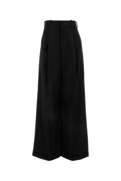LOEWE BLACK COTTON BLEND WIDE-LEG PANT