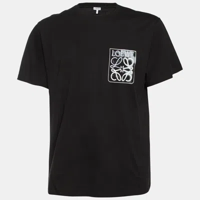 Pre-owned Loewe Black Cotton Knit Contrast Anagram Logo Embroidered T-shirt Xxl