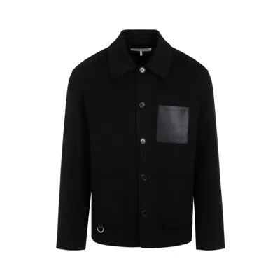 Loewe Mens Black Workwear Leather-pocket Wool And Cashmere Jacket