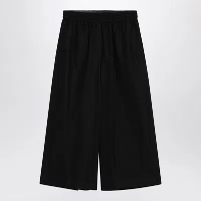 Loewe Black Cropped Pants In Linen Blend