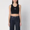 Loewe Anagram Poplin-paneled Embroidered Ribbed Stretch-cotton Jersey Tank In Black