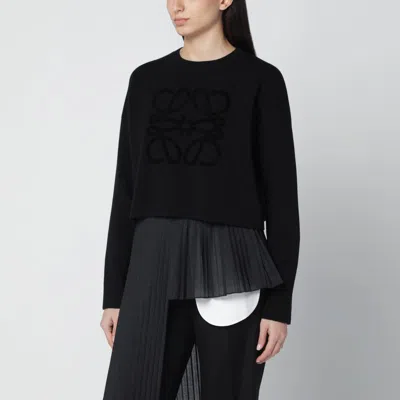 LOEWE LOEWE | BLACK CROPPED WOOL-BLEND SWEATER