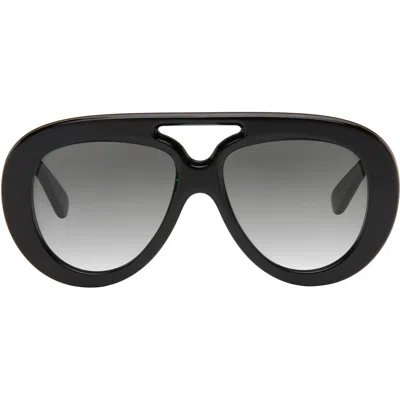 Loewe Black Curvy Sunglasses In Shiny Black / Gradi